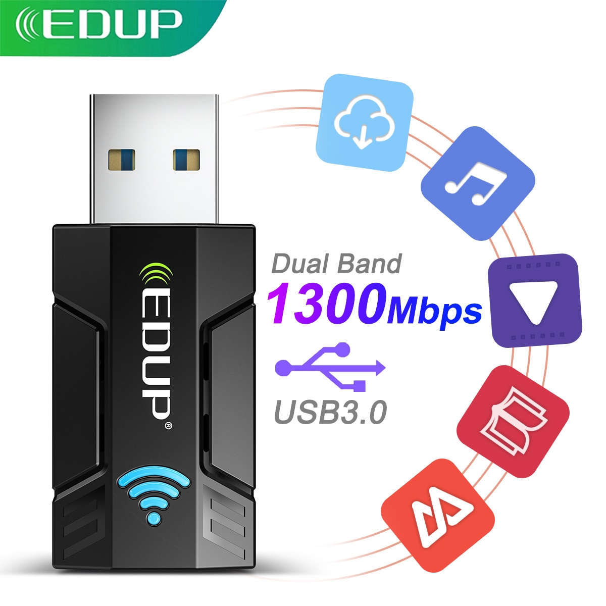 EDUP   Ʈũ ī 1300M USB 3.0  , 2.4G  5G   ޴  ȣ , PC ũž ƮϿ